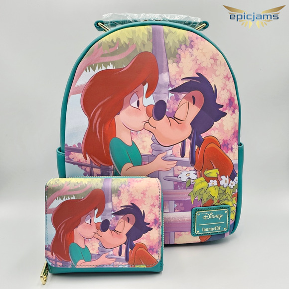 Loungefly Disney A Goofy Movie Roxanne & Max Kiss Mini Backpack Bag & Wallet Set - Picture 1 of 14